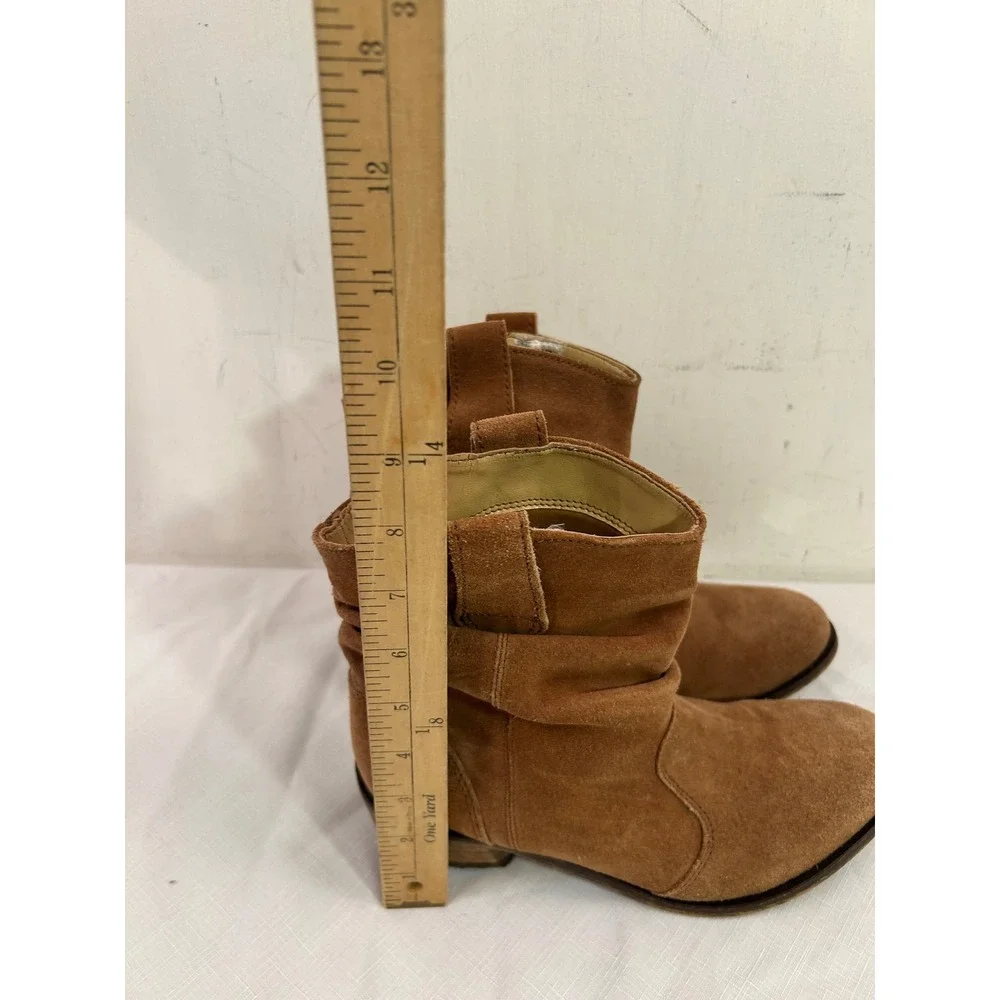 Unbranded Suede Slouchy Western Ankle Boots 7.5 Brown Leather Booties Women